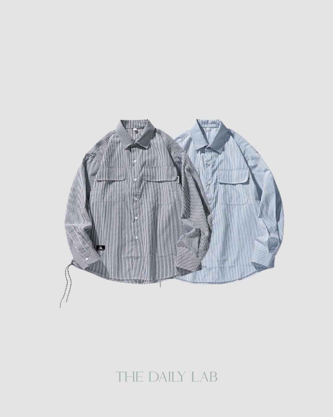 Dream Explorer Striped Line Overshirt in Light Blue