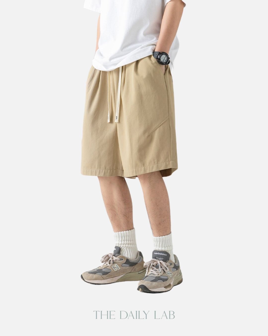 Basic Cotton Shorts in Khaki