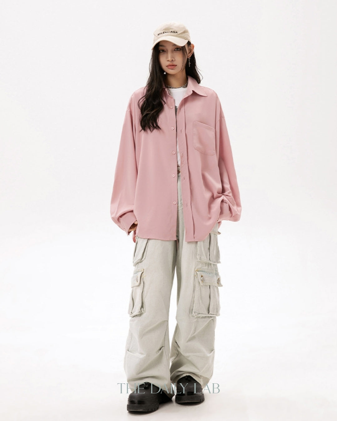 Loose Long Sleeve Shirt in Pink