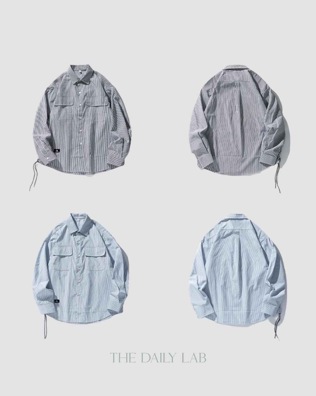 Dream Explorer Striped Line Overshirt in Light Blue