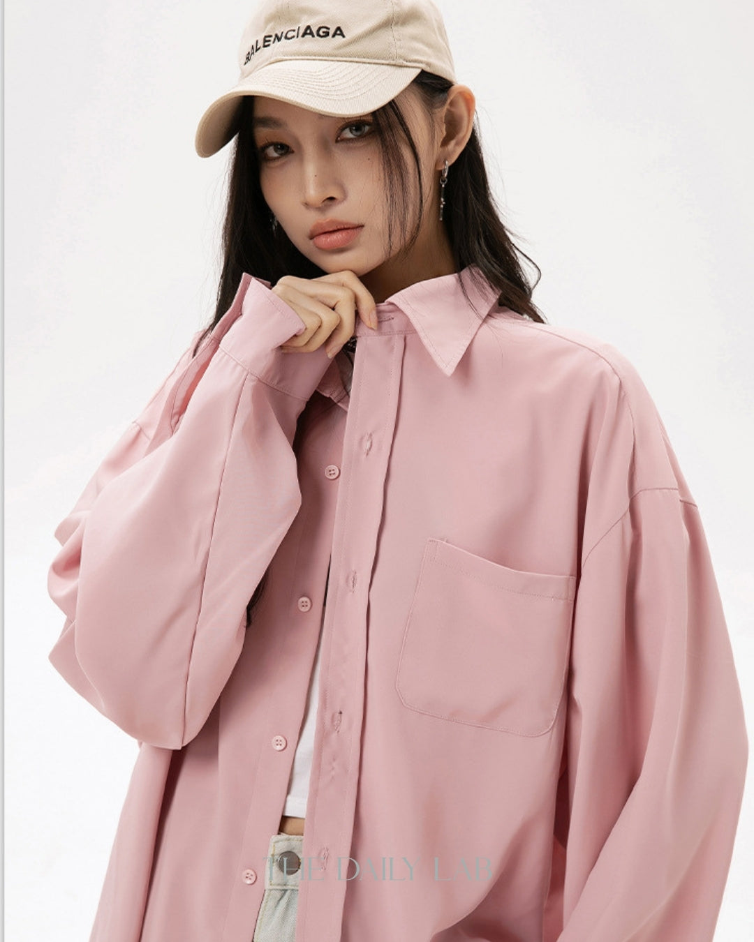 Loose Long Sleeve Shirt in Pink