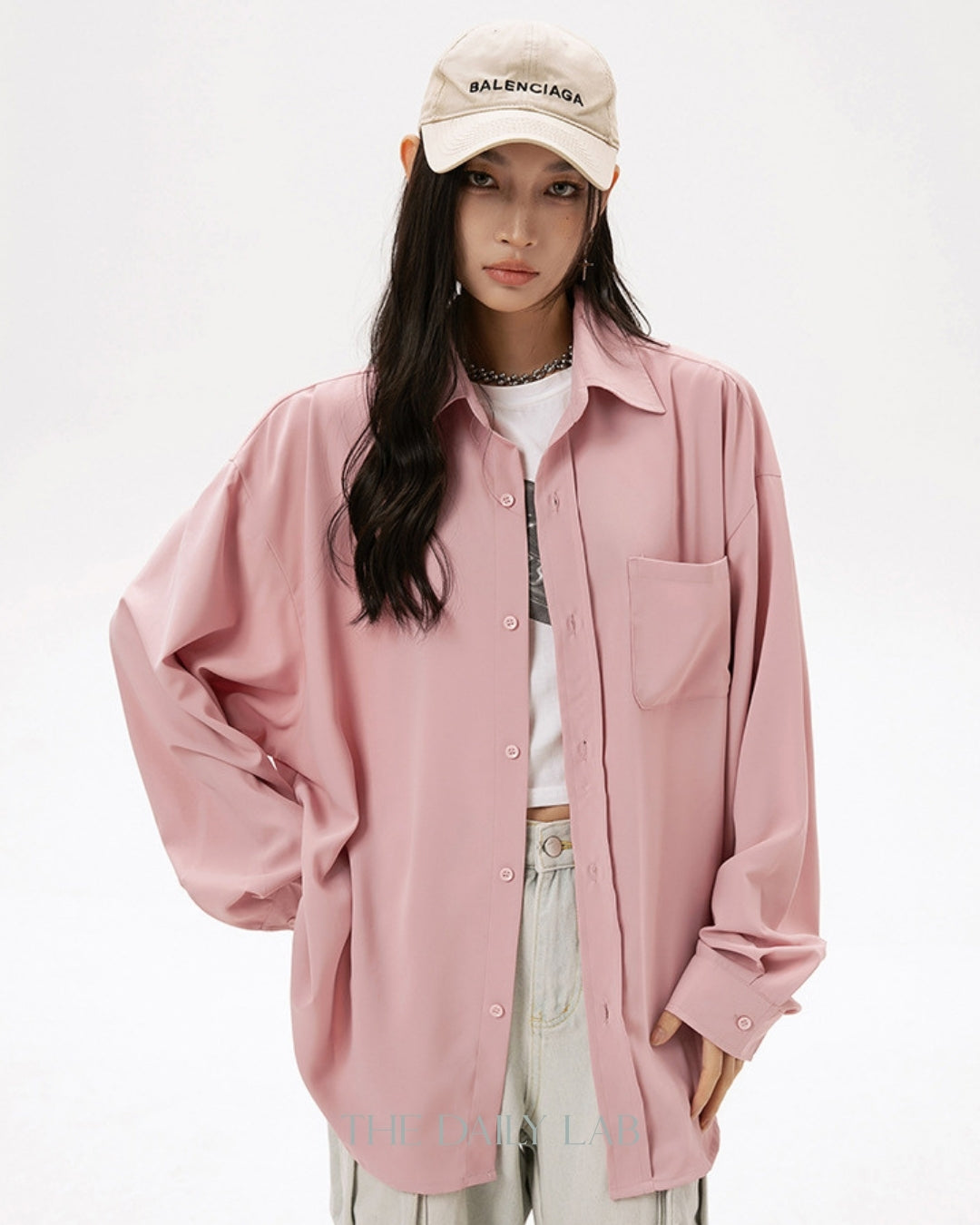 Loose Long Sleeve Shirt in Pink