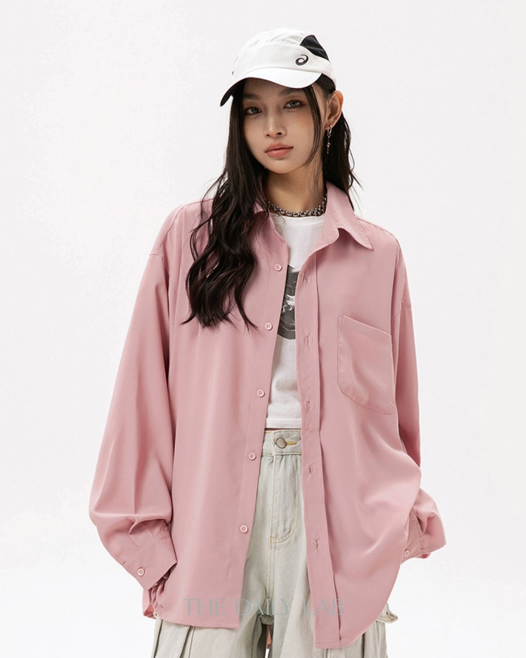 Loose Long Sleeve Shirt in Pink