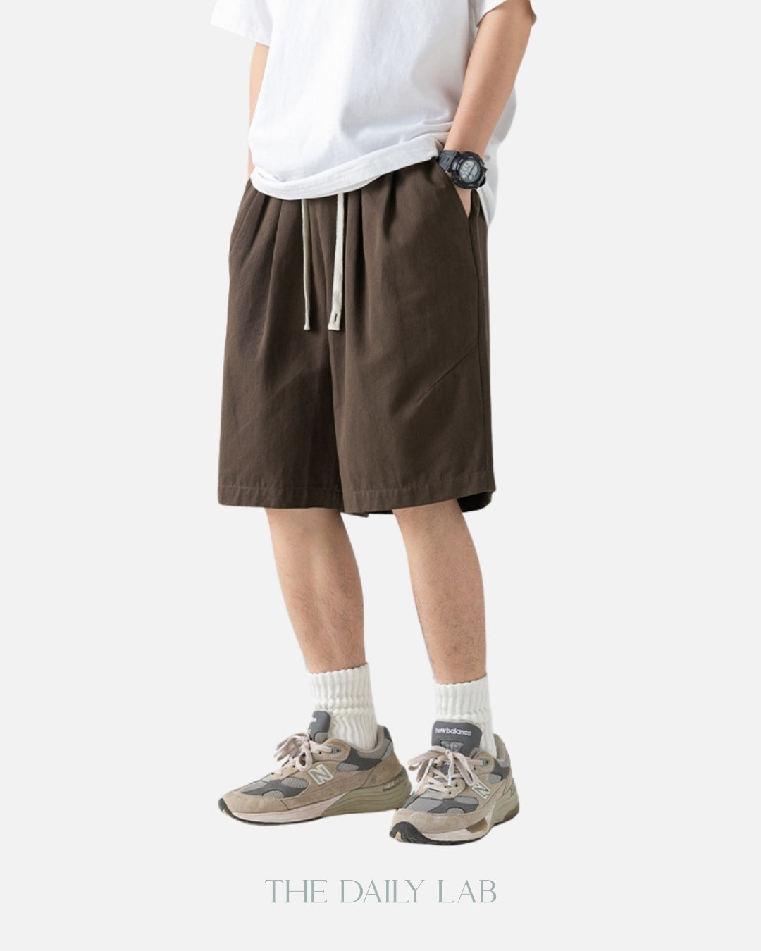 Basic Cotton Shorts in Brown