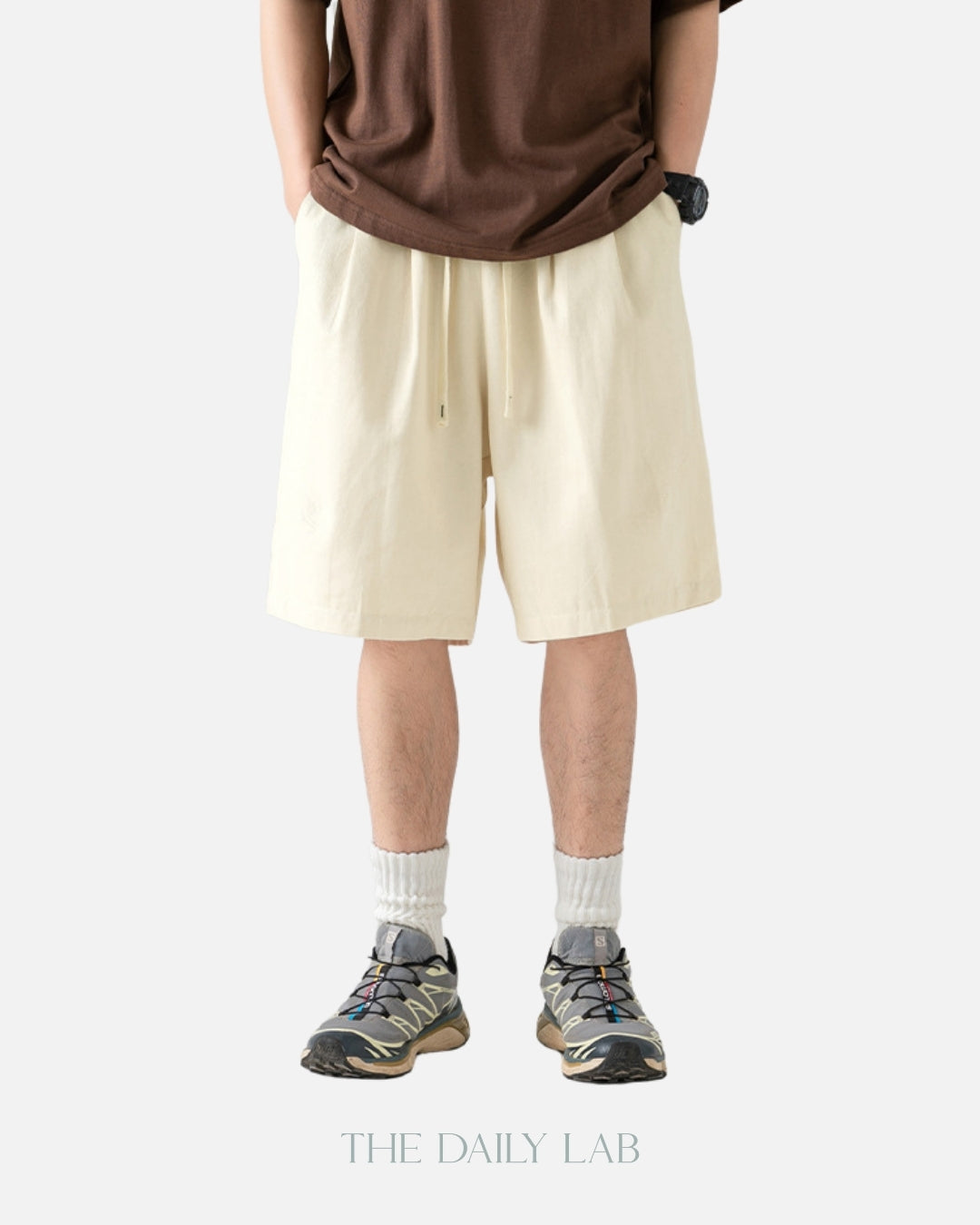 Basic Cotton Shorts in Beige