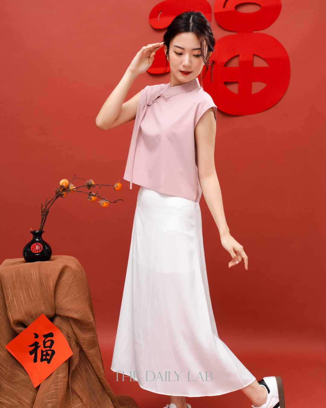 Roselle Satin Mandarin Top