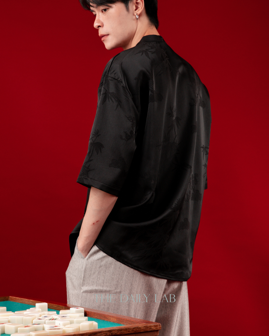 Vintage Mandarin Collar Coat in Black