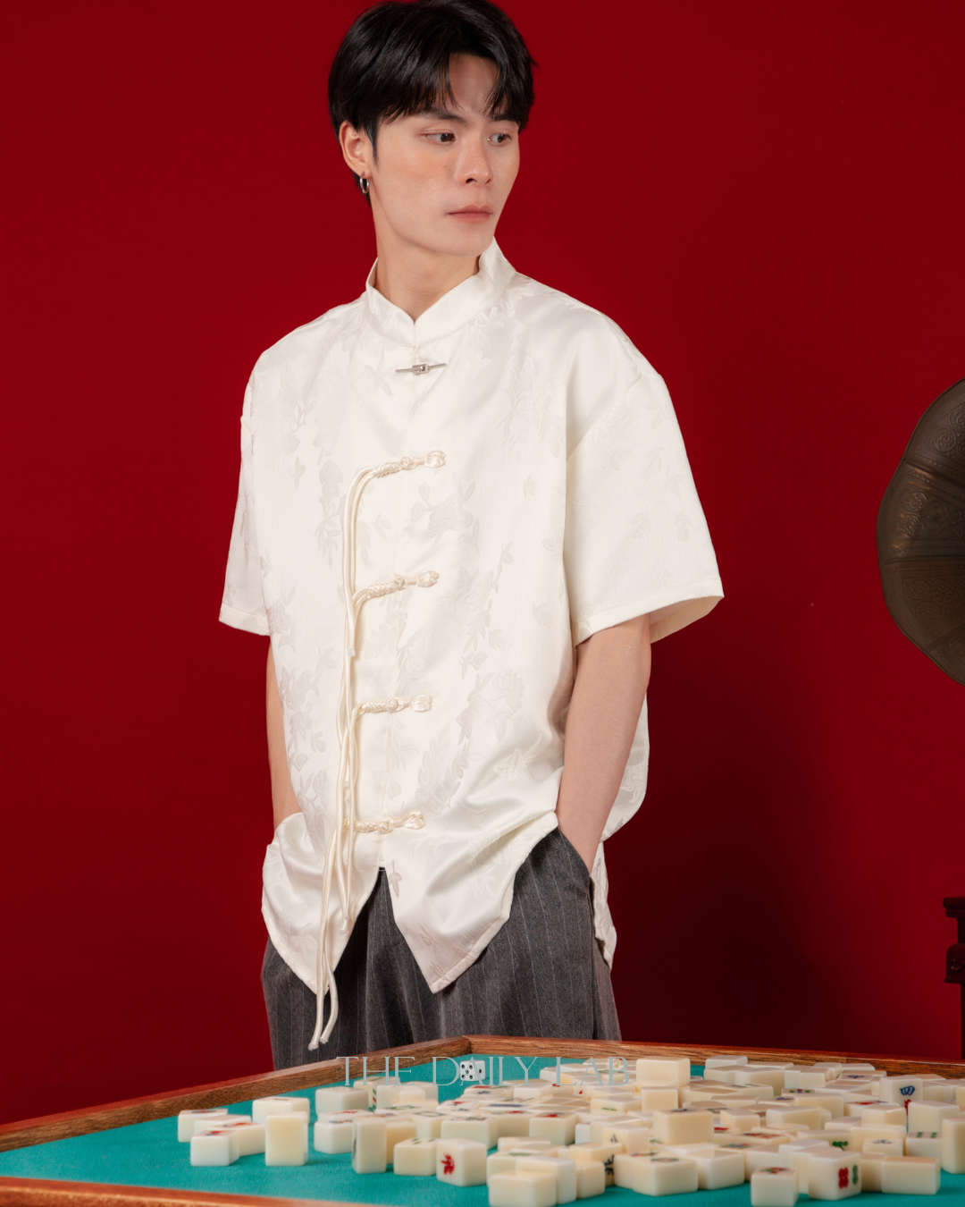 Ivory Floral Tang Oversized Shirt