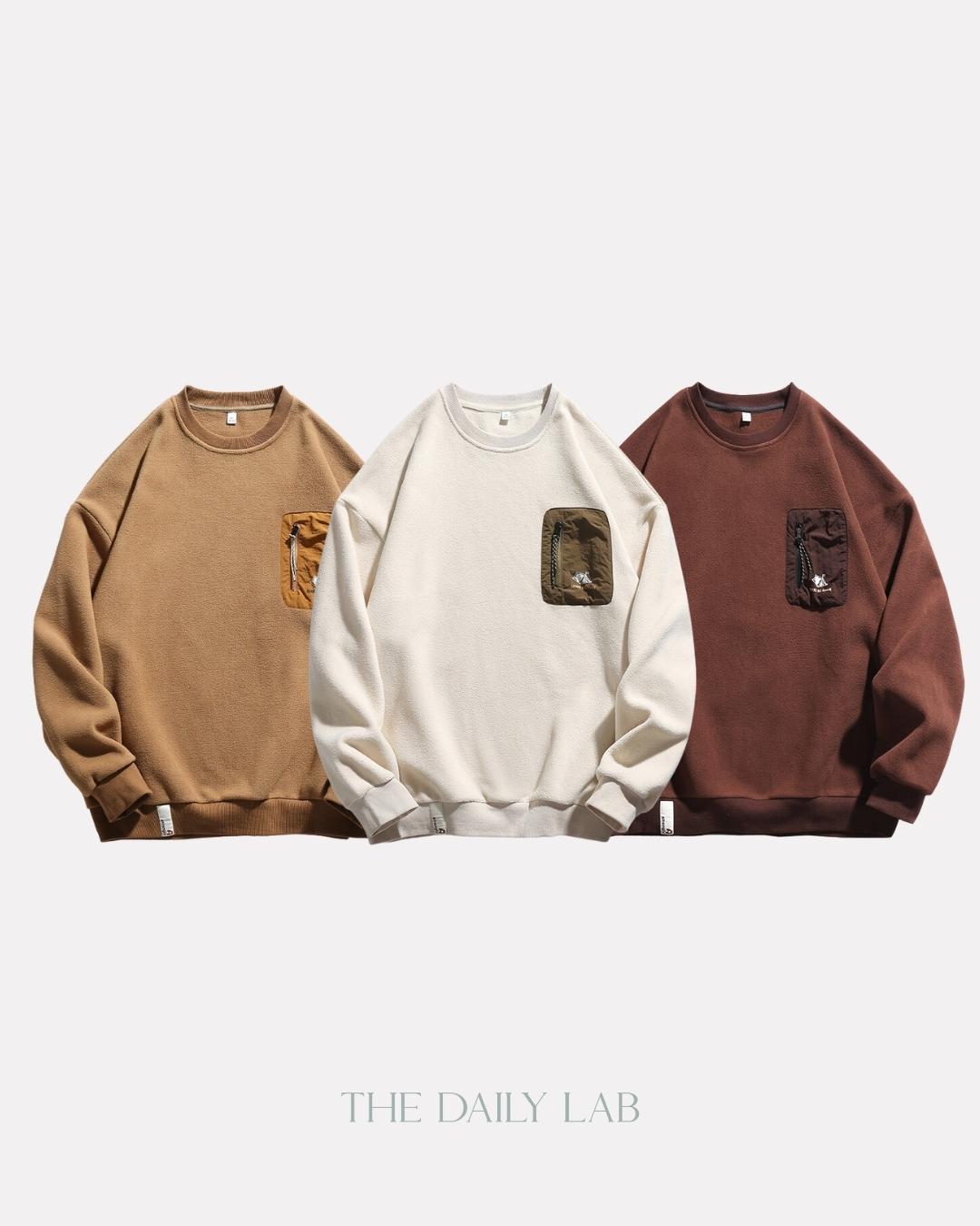 380G Pocketed Long Sleeve Sweater in Dark Brown