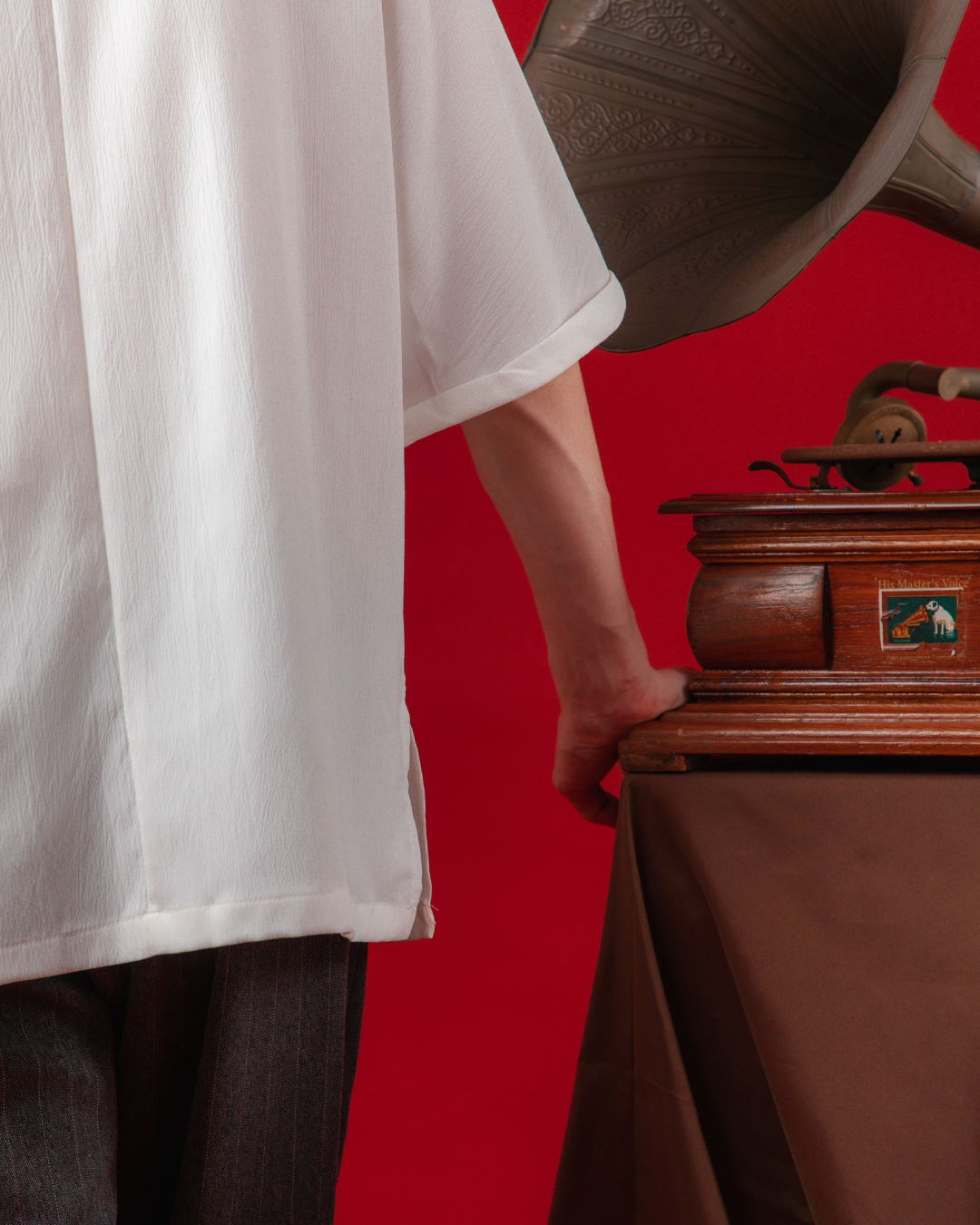 Vintage Mandarin Button Shirt in White