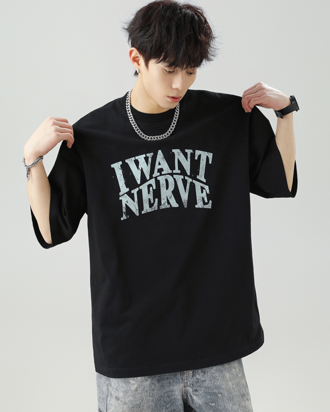 I WANT NERVE Relaxed Tee in Black