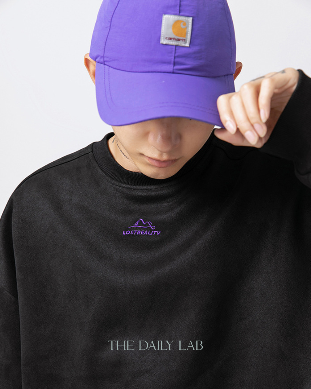 Lostreality Streetwear Split-Panel Sweatshirt in Black