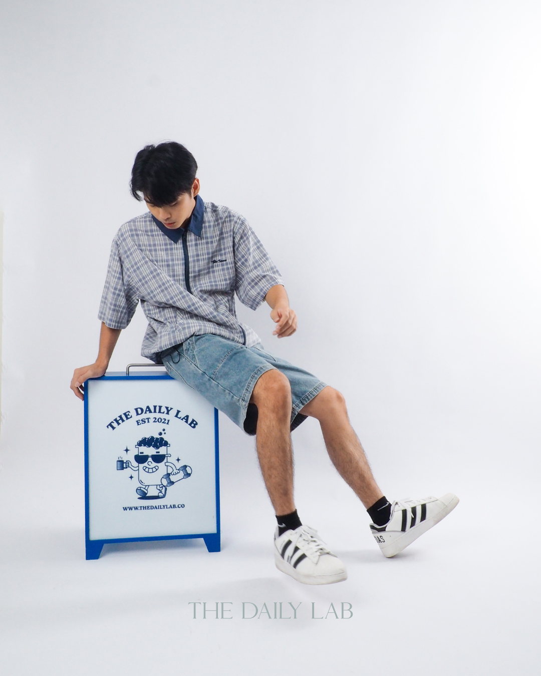 American Streetwear Patchwork Shirt in Grey