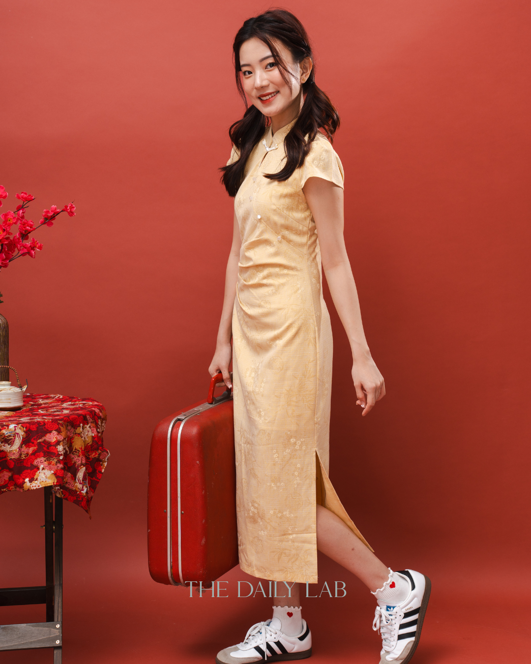 Yellow Floral Midi Dress