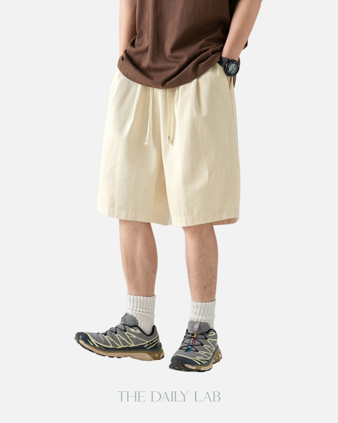 Basic Cotton Shorts in Beige