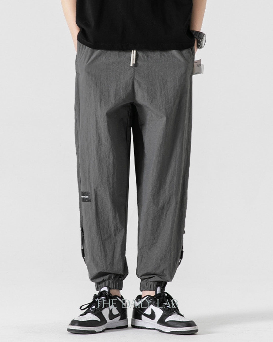 Quick-Dry Drawstring Casual Trousers in Grey