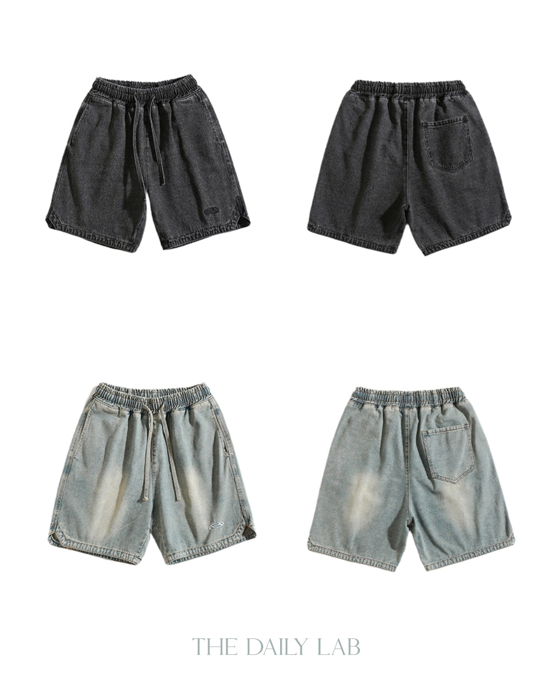 Denim Loose Pocketed Shorts in Blue
