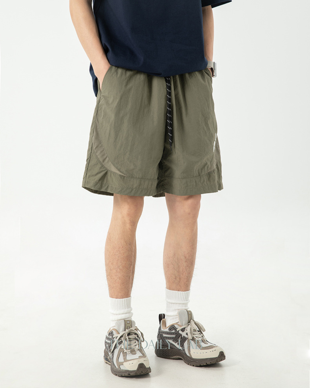 Nylon Embroidered Sports Shorts in Green
