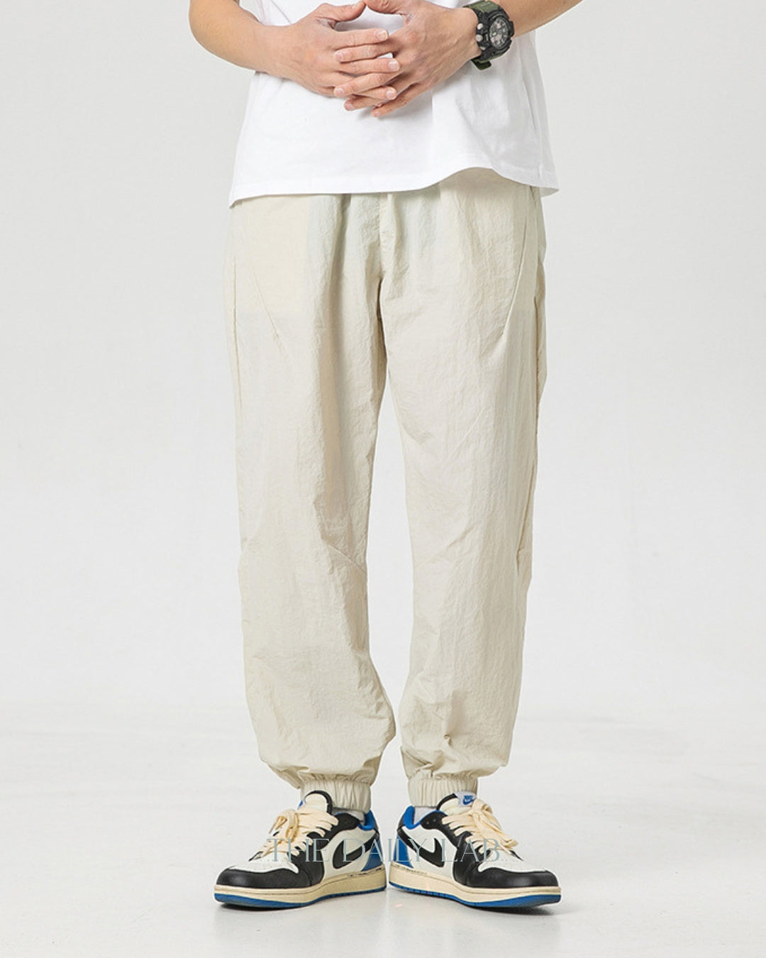 Tencel Drawstring Cargo Trousers in Beige