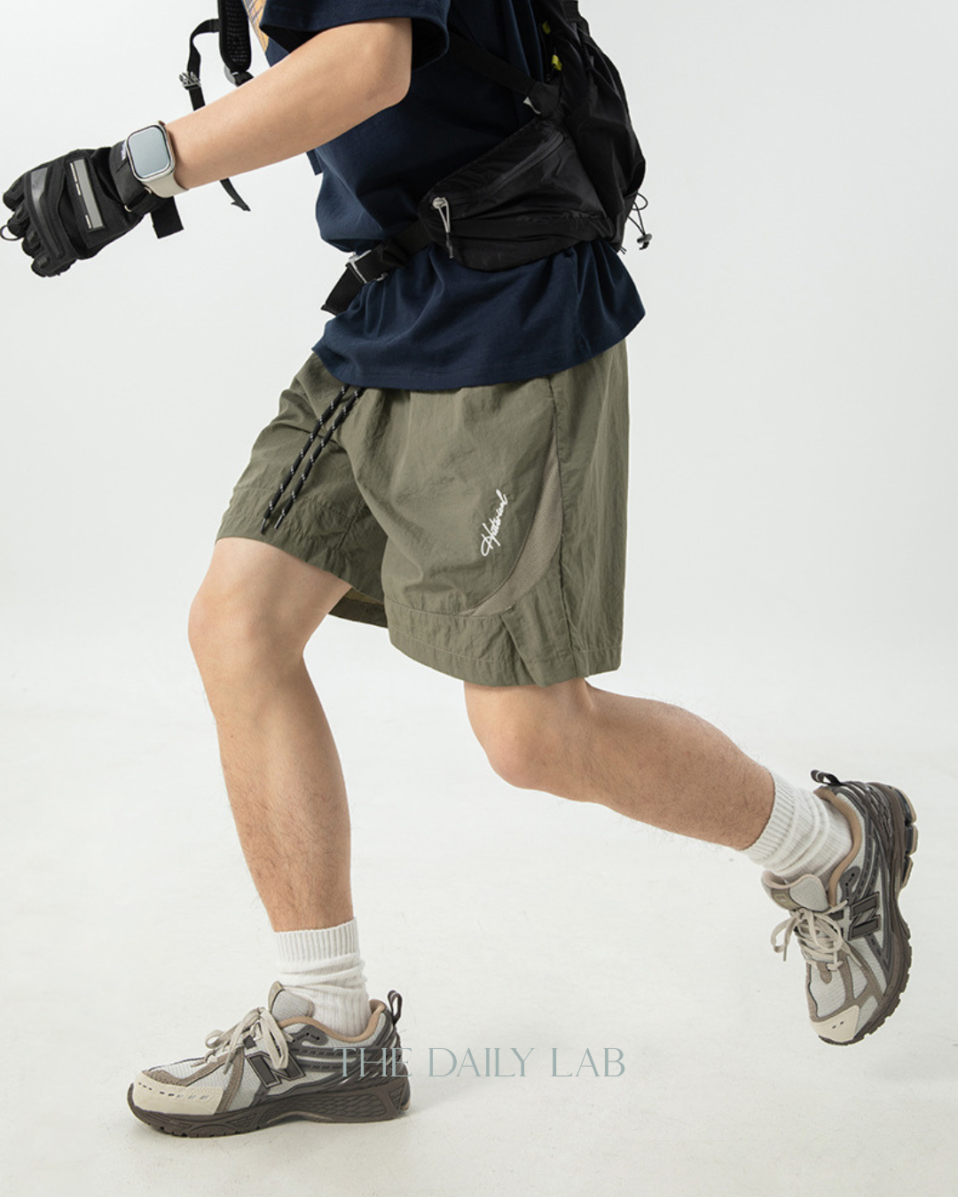 Nylon Embroidered Sports Shorts in Green