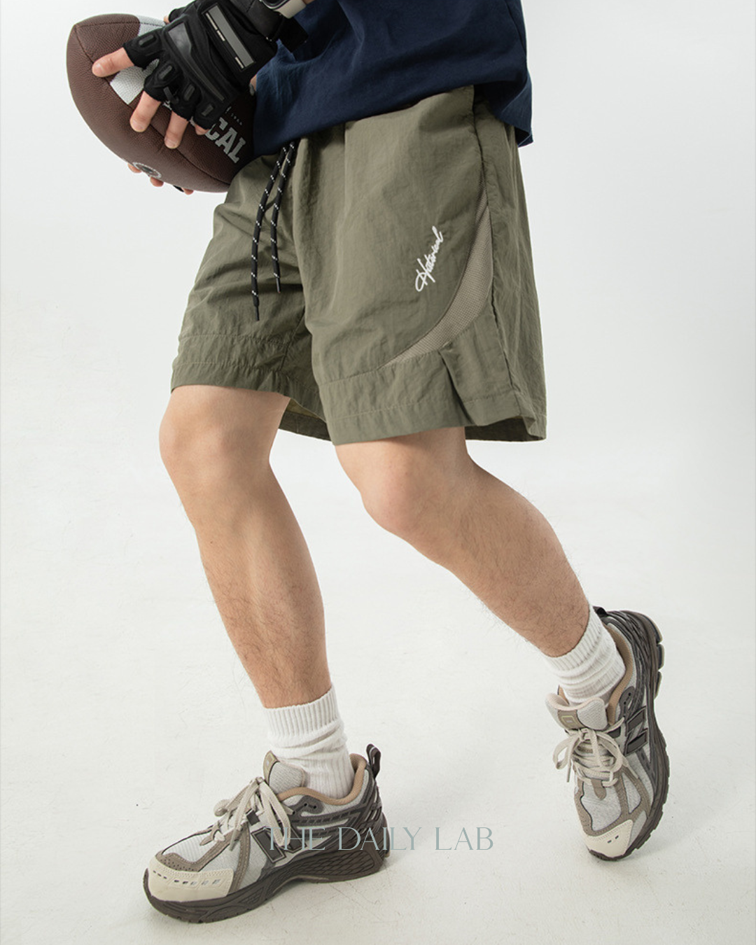 Nylon Embroidered Sports Shorts in Green