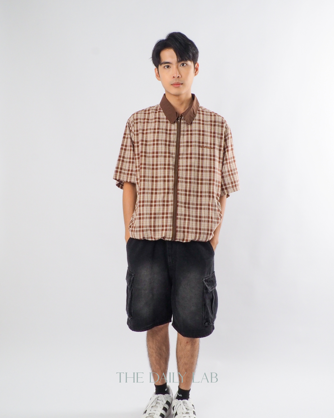 American Streetwear Patchwork Shirt in Brown