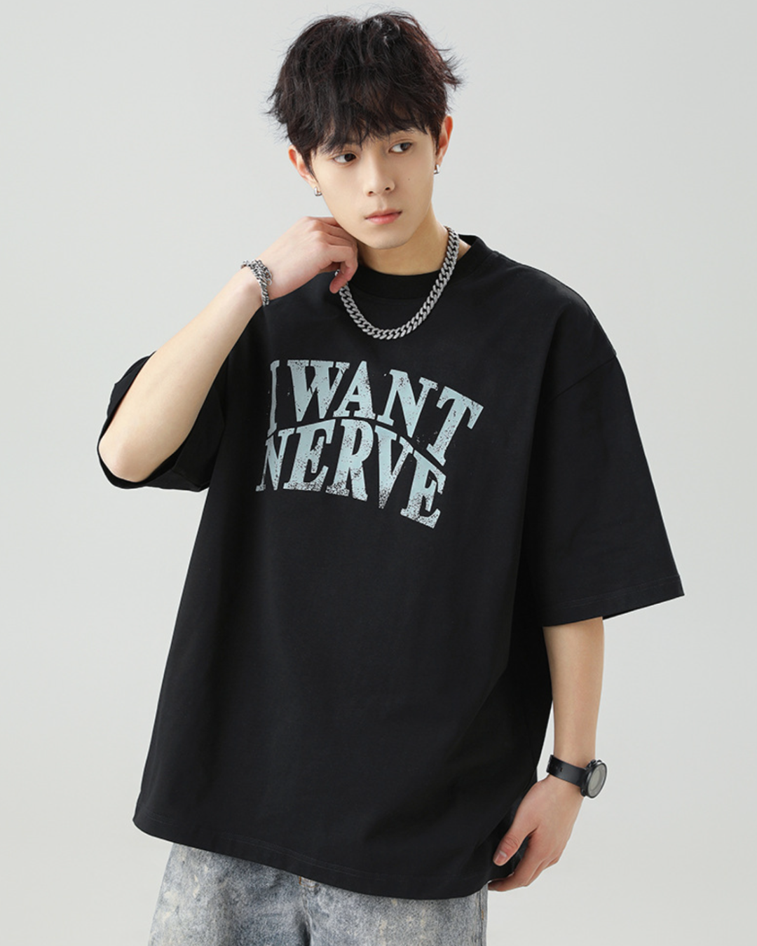 I WANT NERVE Relaxed Tee in Black