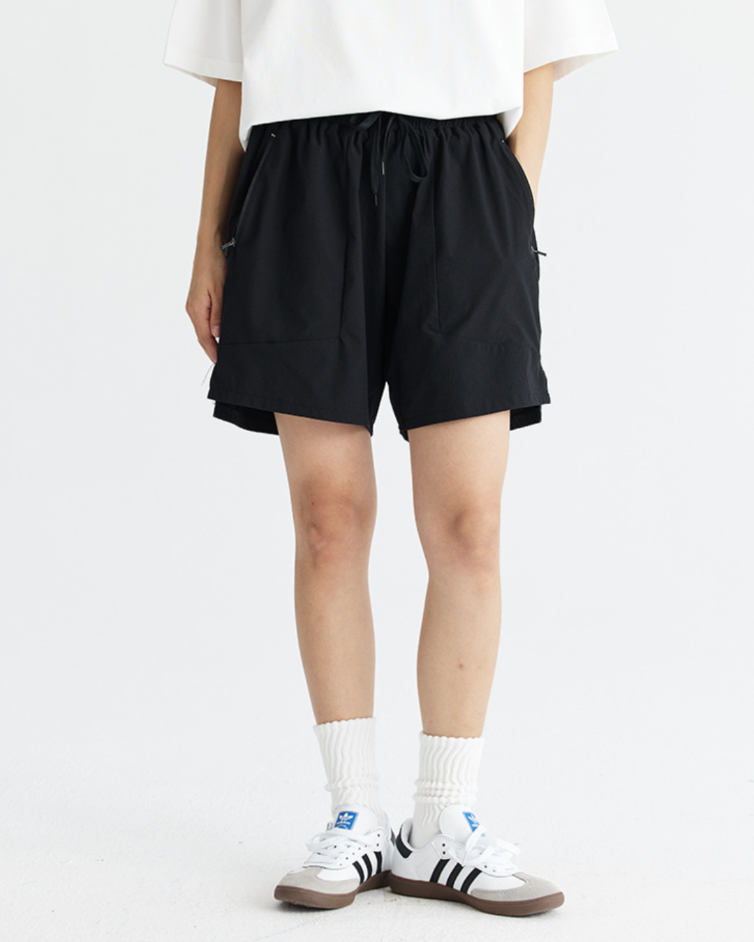 UNF Summer Drawstring Shorts in Black