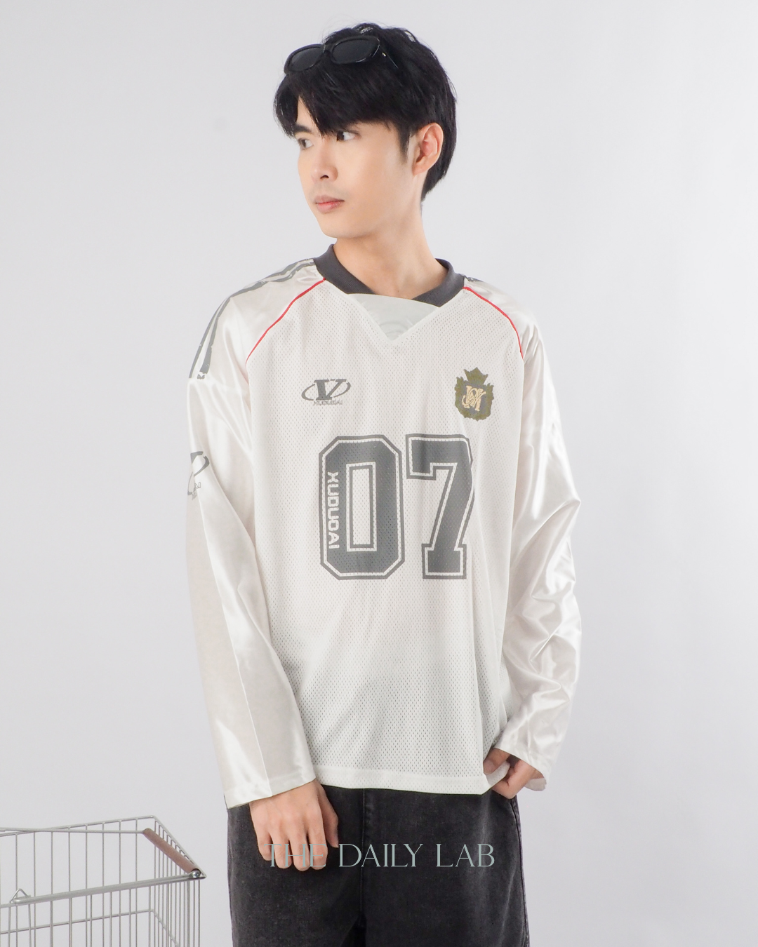 Vintage Mesh Long Sleeve Tee in White