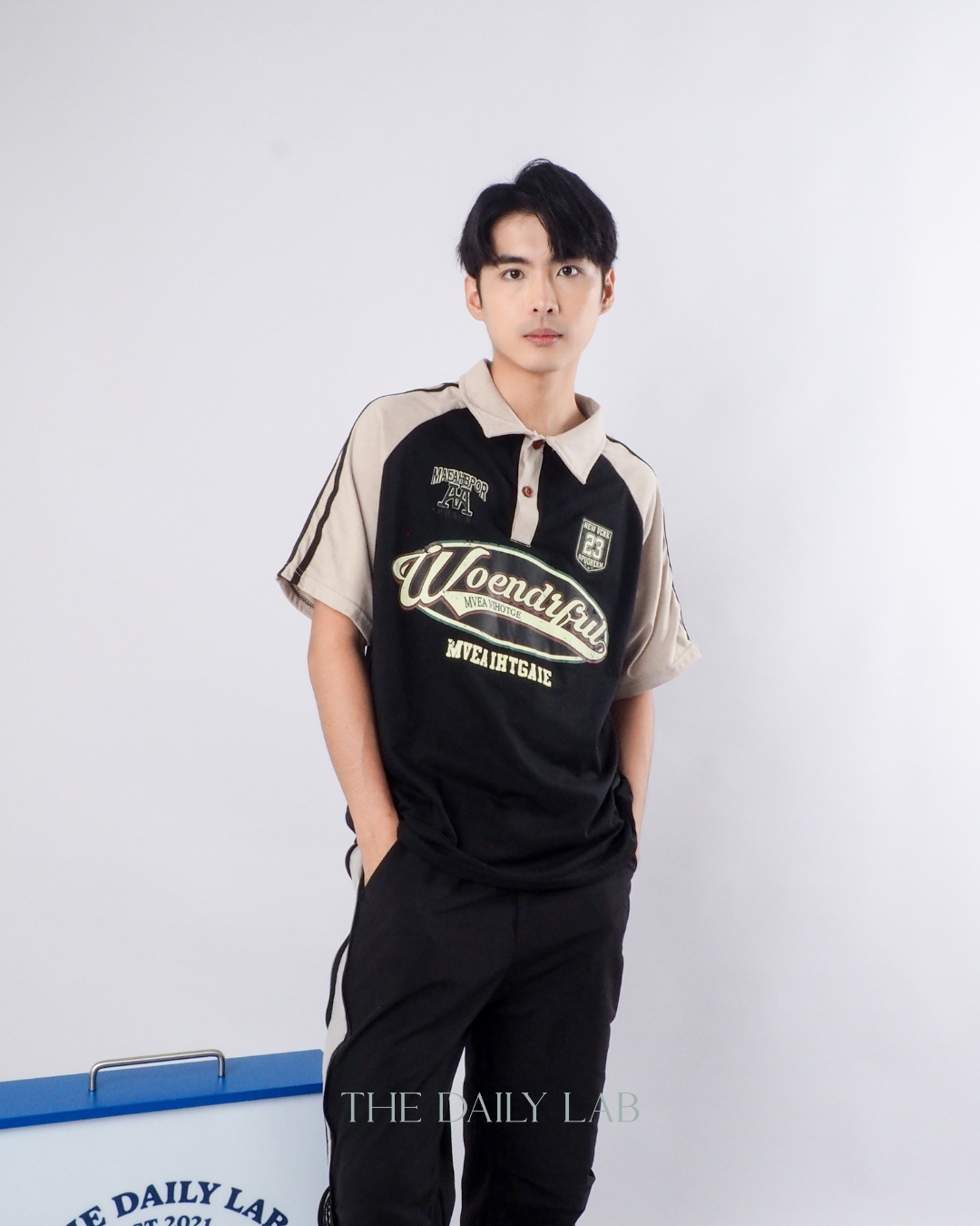 Trendy Striped Paratrooper Pants in Black
