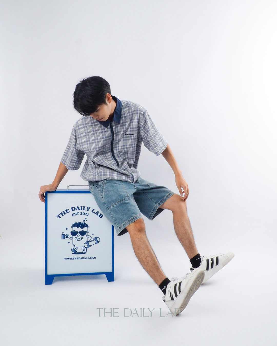 American Streetwear Patchwork Shirt in Grey