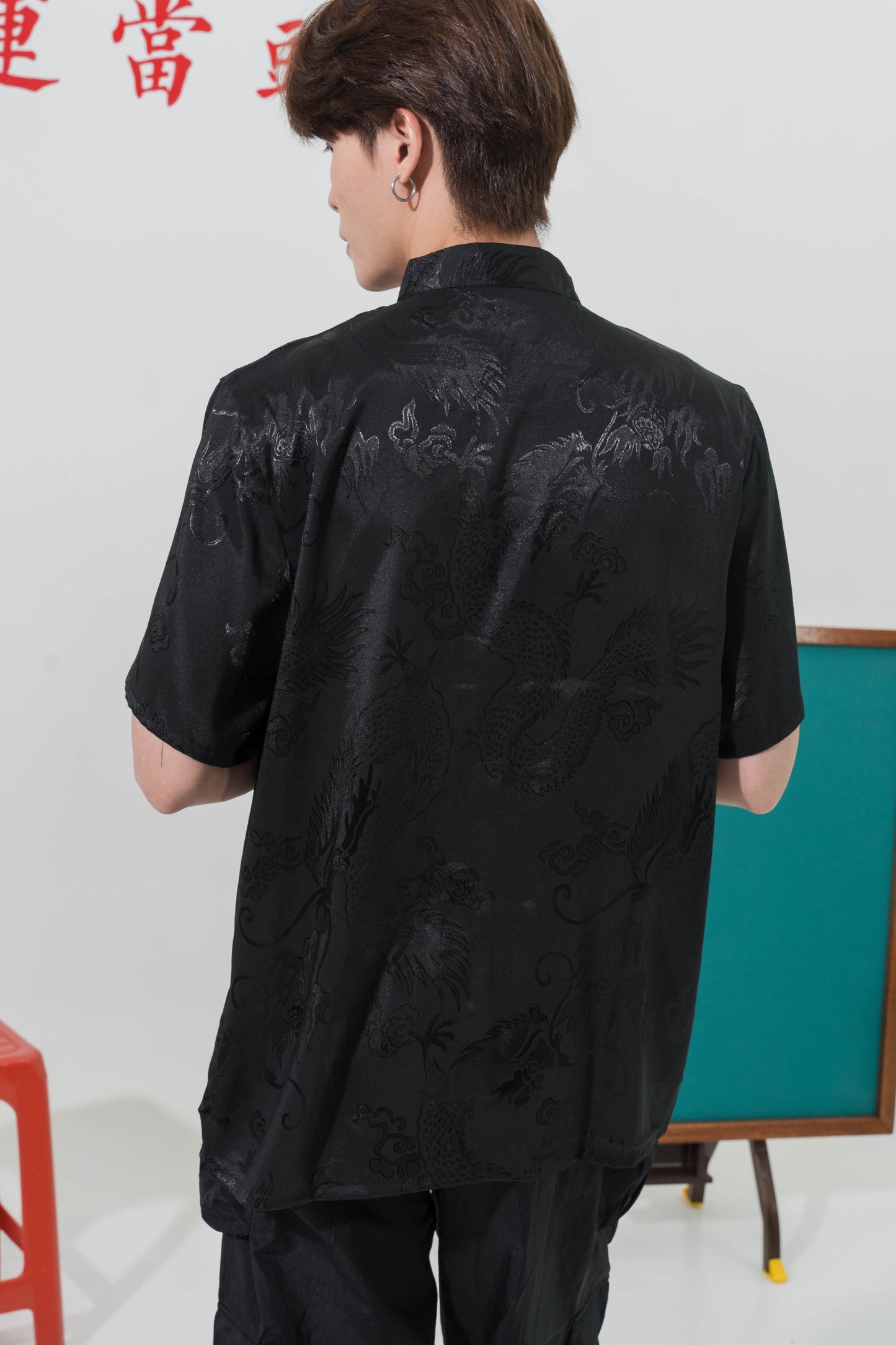 Vintage Chinese Dragon Tang Suit in Black