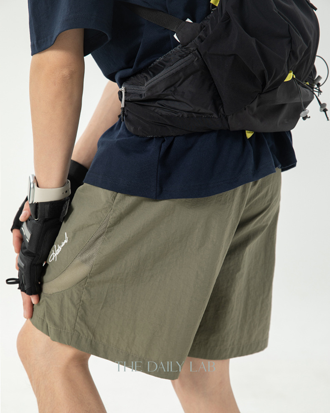 Nylon Embroidered Sports Shorts in Green