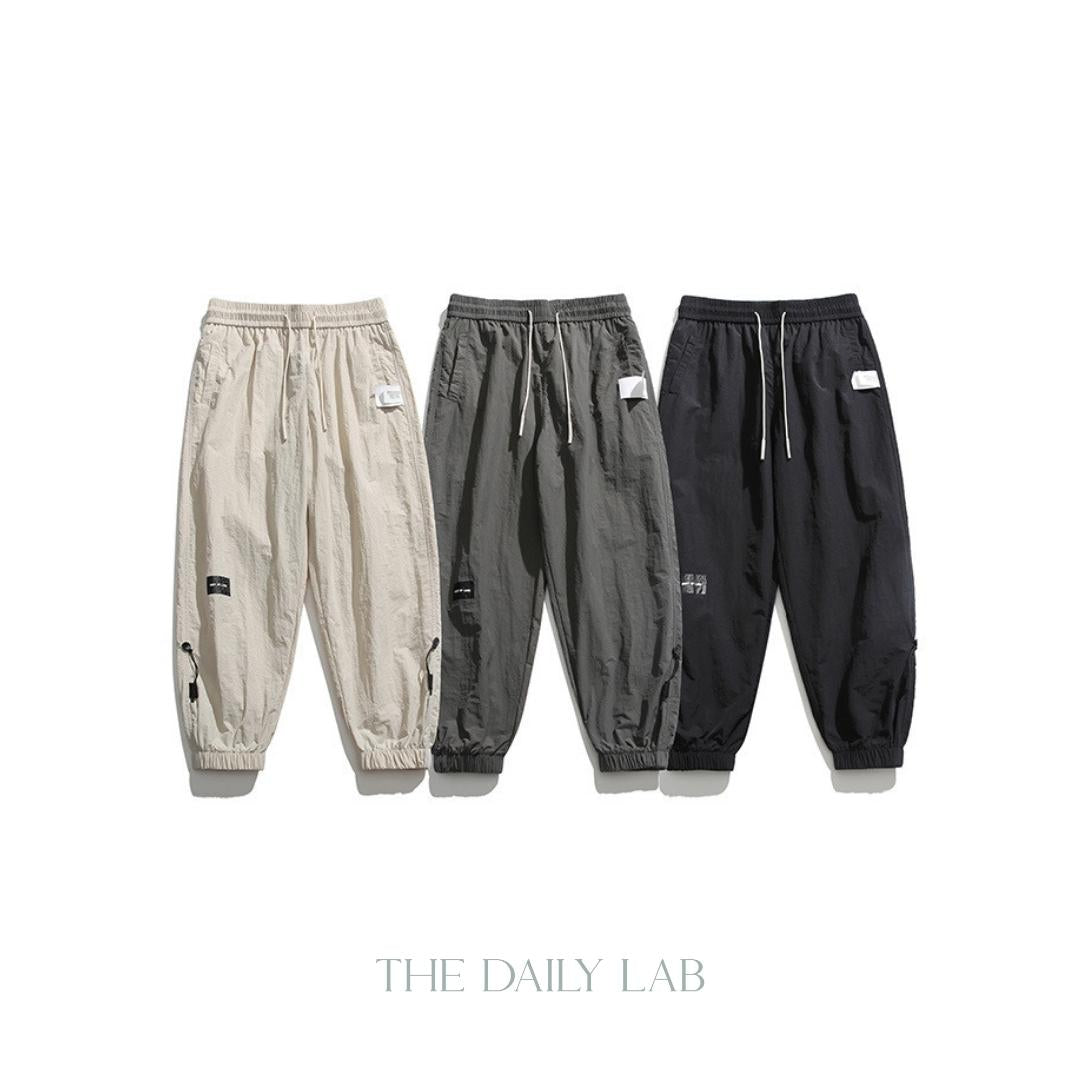 Quick-Dry Drawstring Casual Trousers in Beige