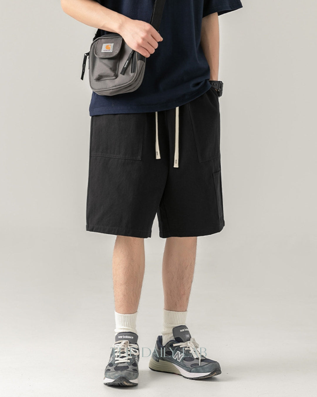 Loose Fit Casual Straight Pants in Black