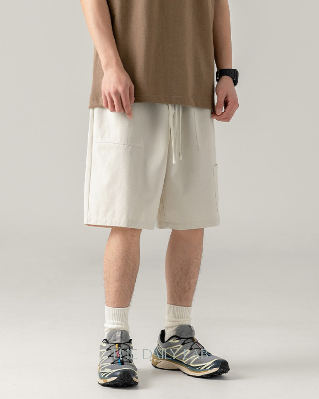 Loose Fit Casual Straight Pants in Beige