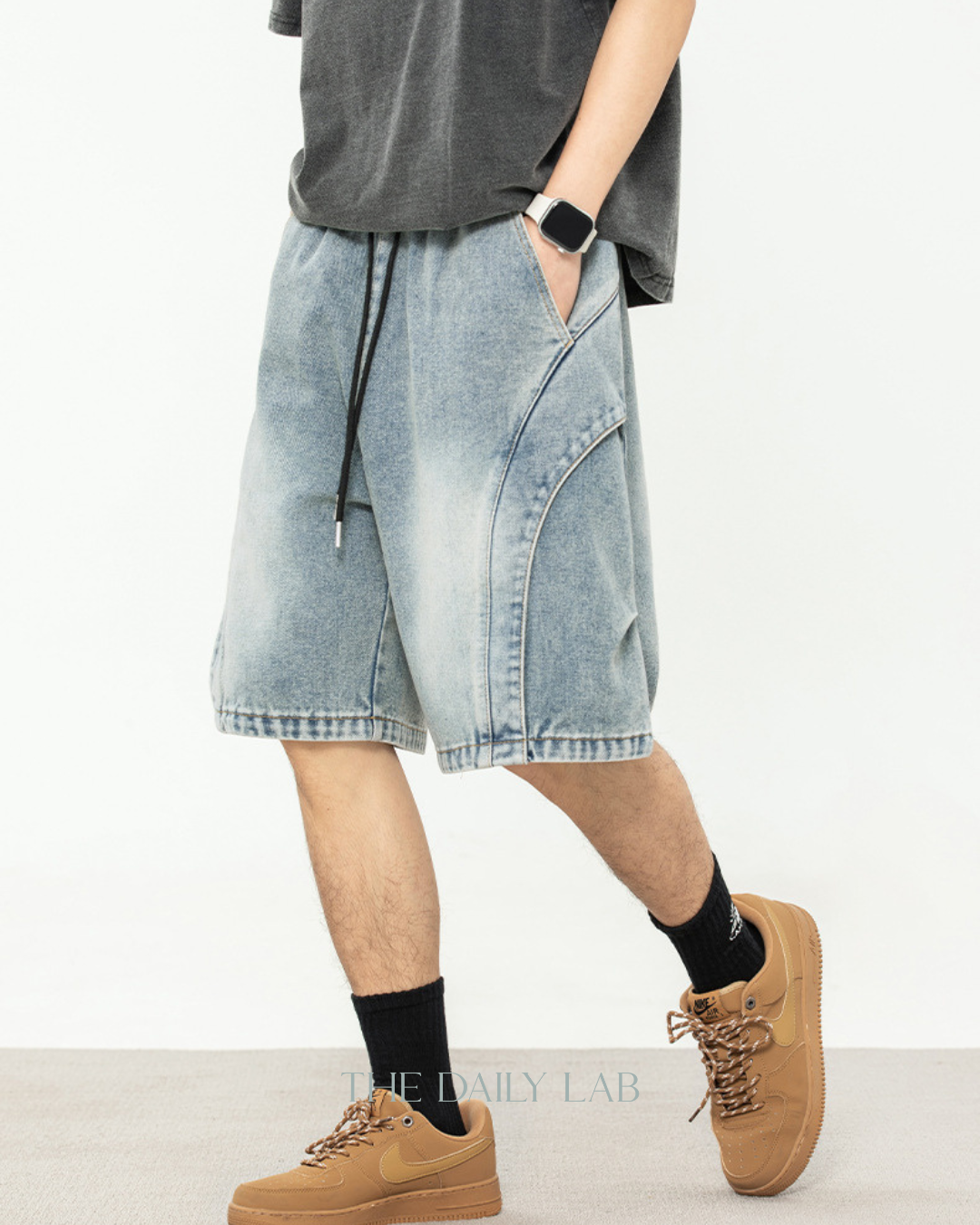 Washed Denim Shorts in Blue