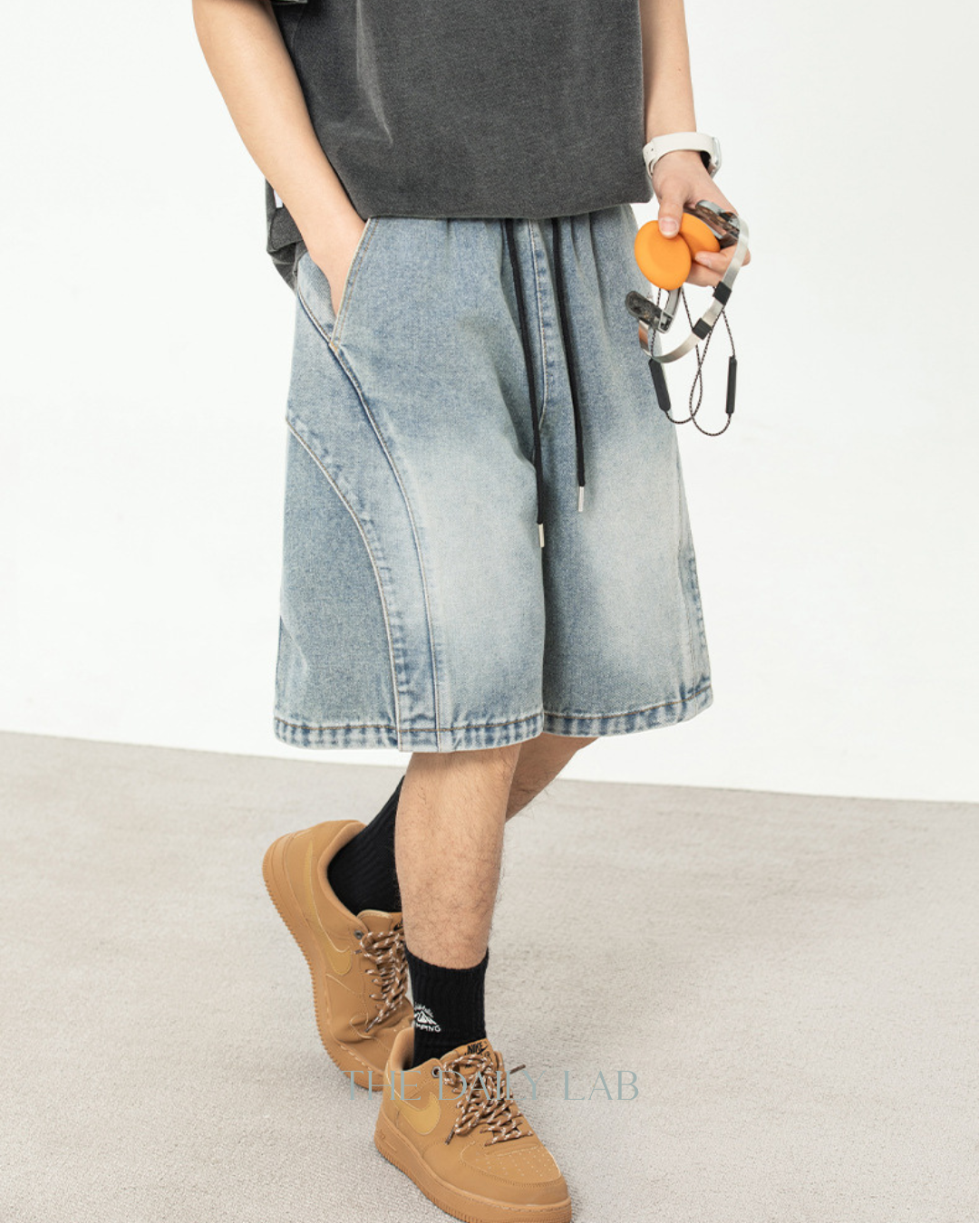 Washed Denim Shorts in Blue