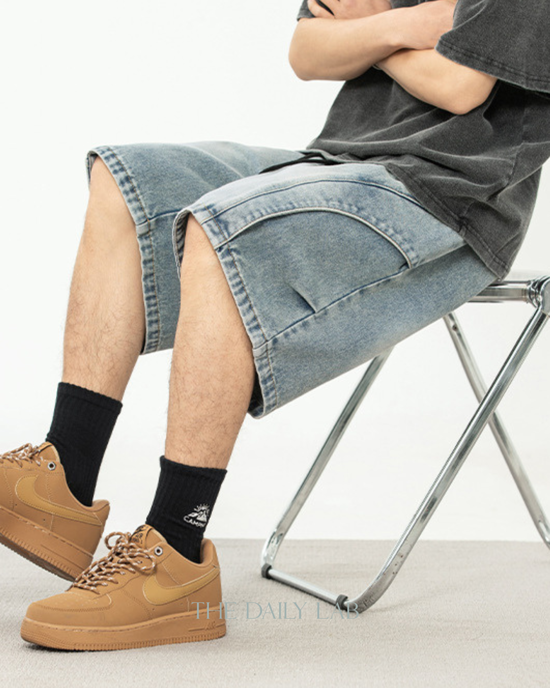 Washed Denim Shorts in Blue