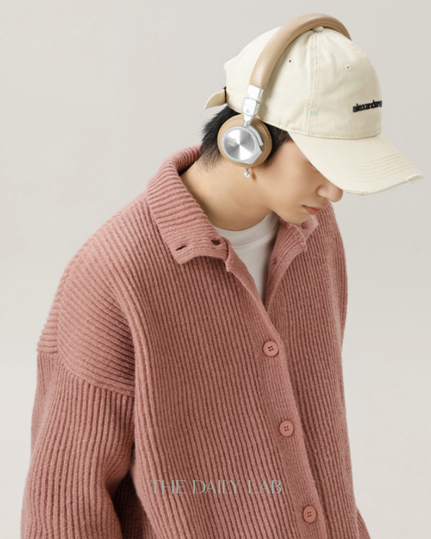 High-Neck Cardigan in Pink
