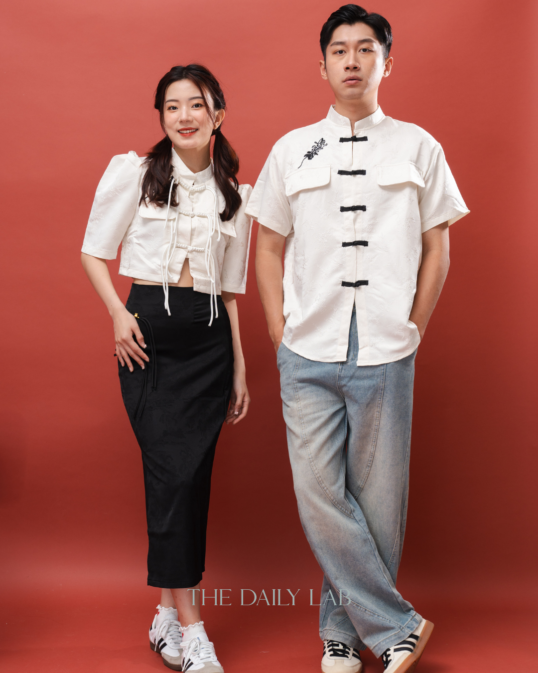 Embroidered Mandarin Collar Tang Shirt