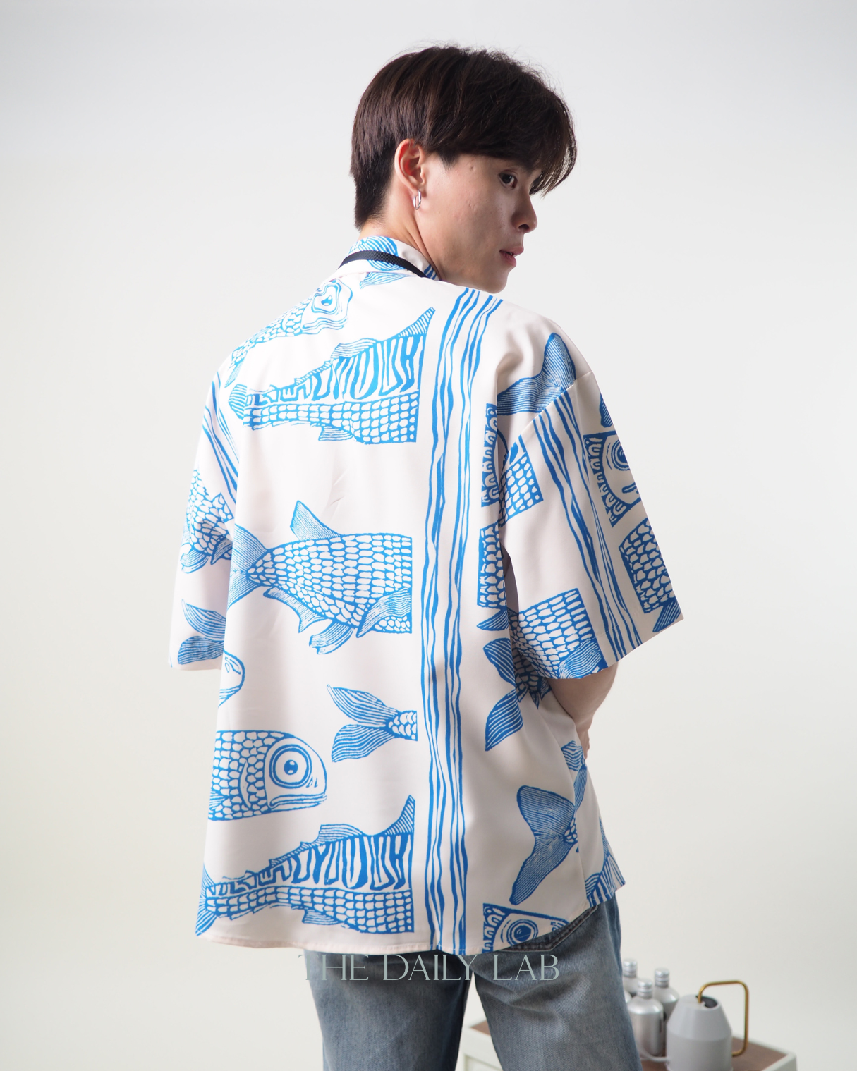 Fish Buttoned Shirt in Blue
