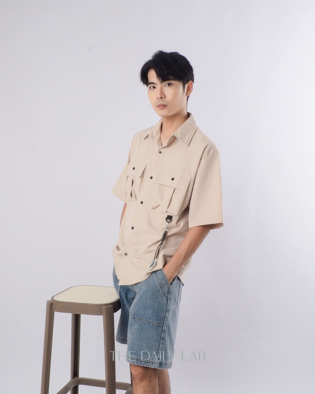 Japanese Style Short Sleeve Jacket in Beige