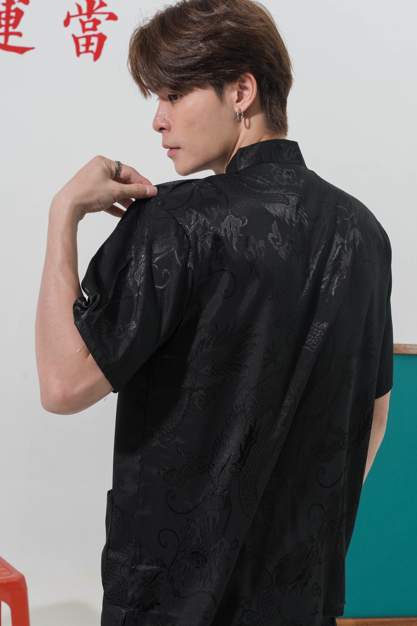 Vintage Chinese Dragon Tang Suit in Black