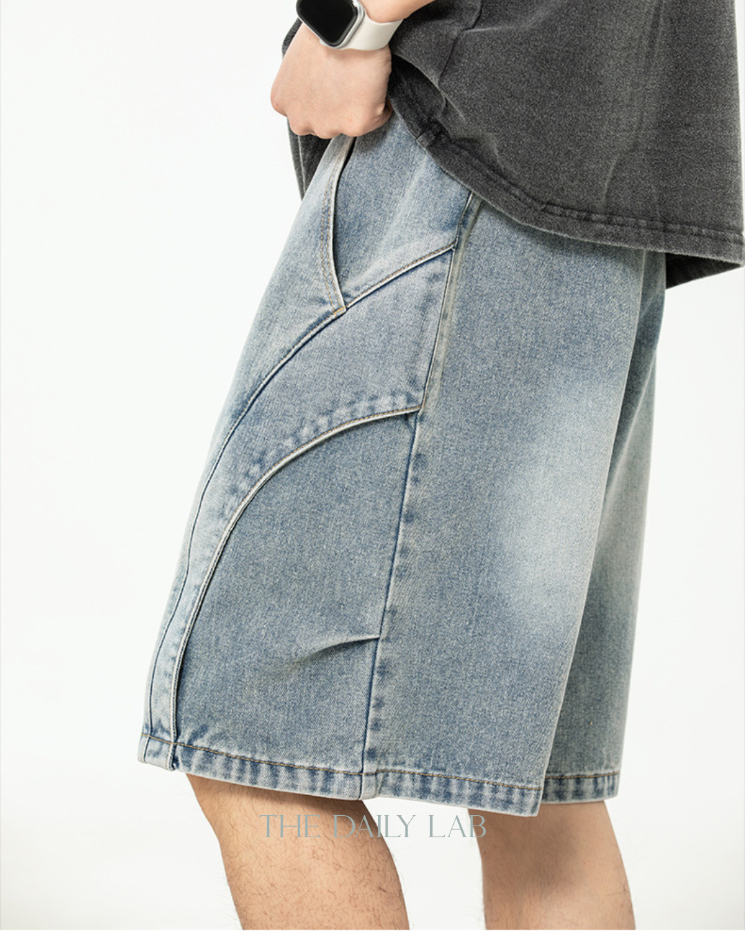 Washed Denim Shorts in Blue