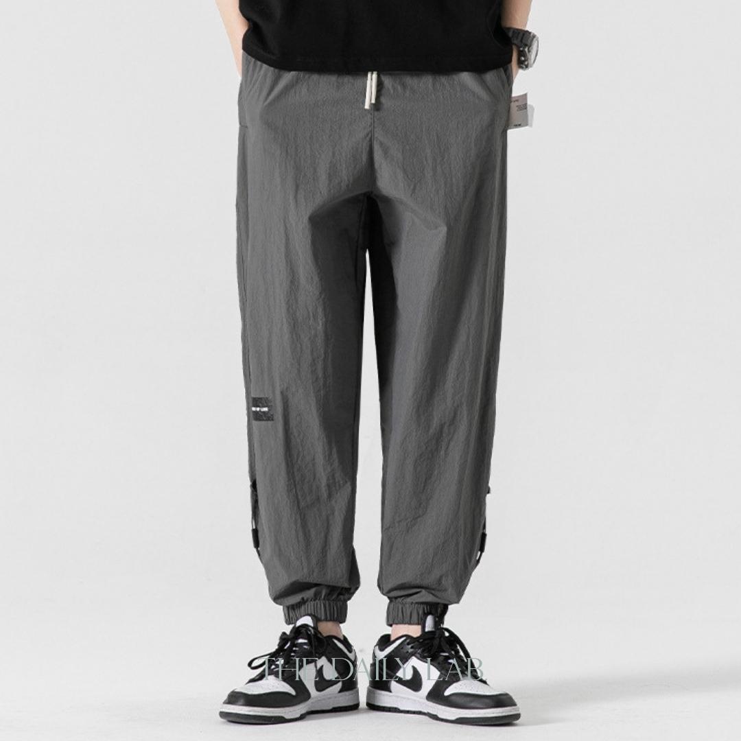 Quick-Dry Drawstring Casual Trousers in Grey