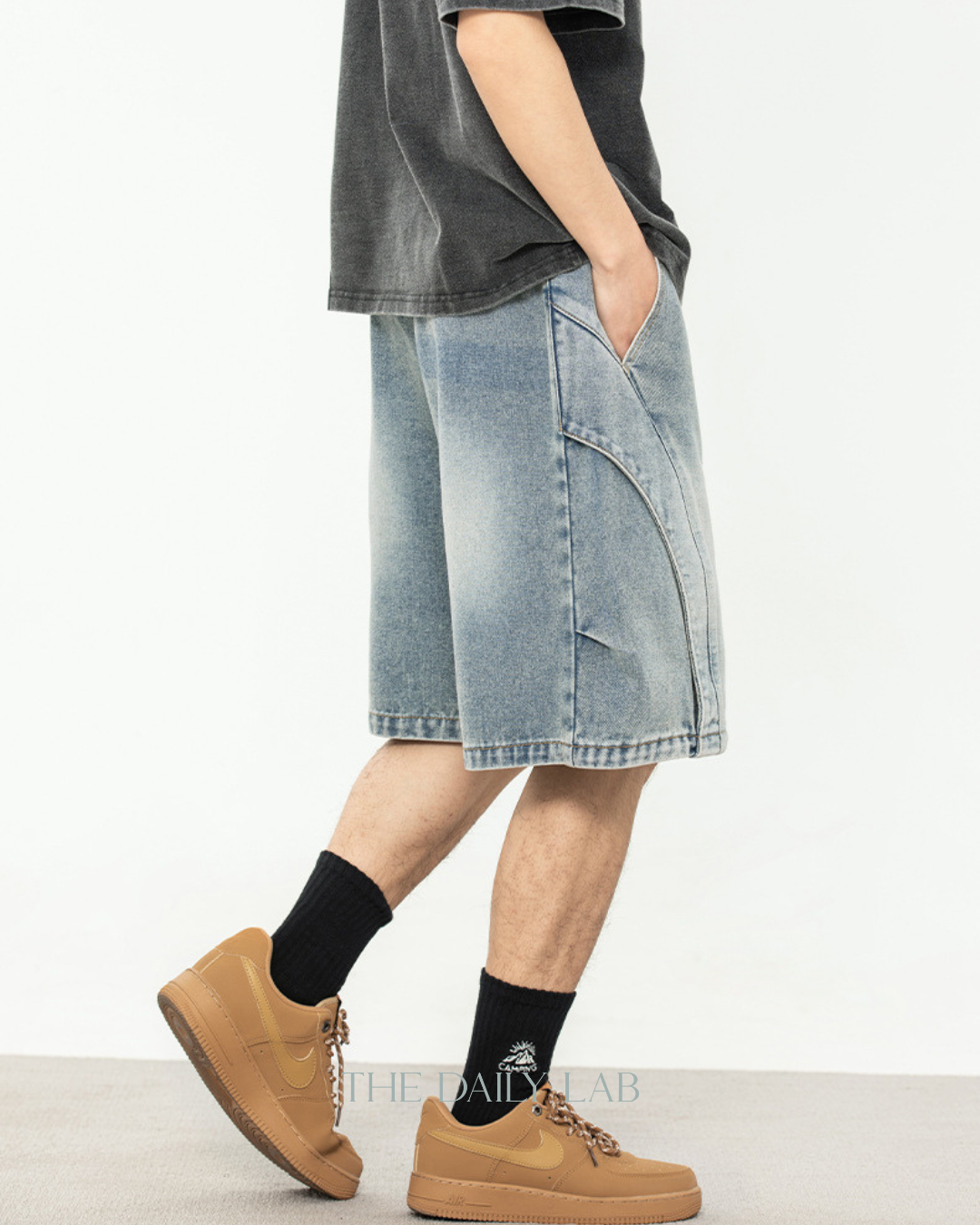 Washed Denim Shorts in Blue