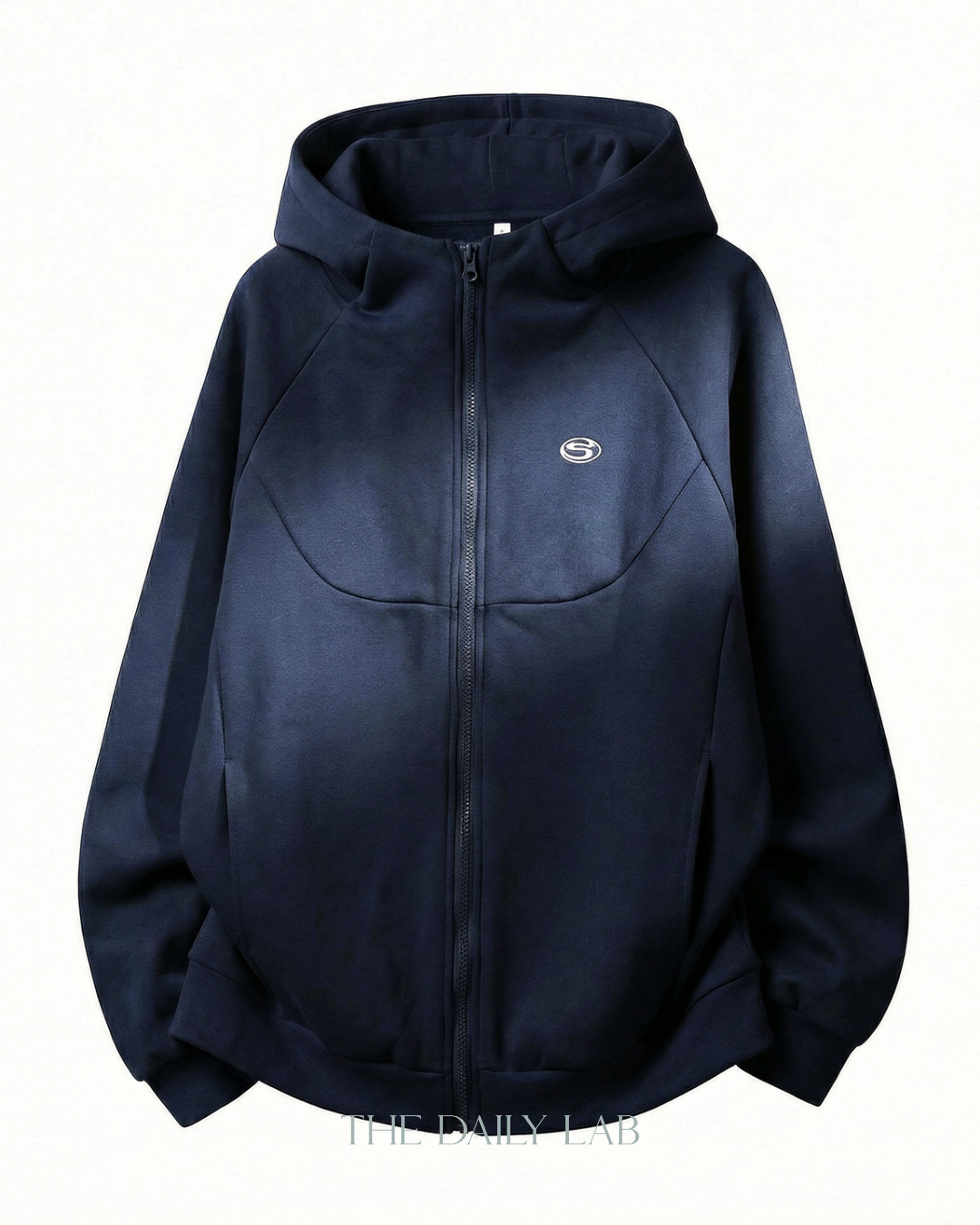 Geometric Zip Hoodie in Blue