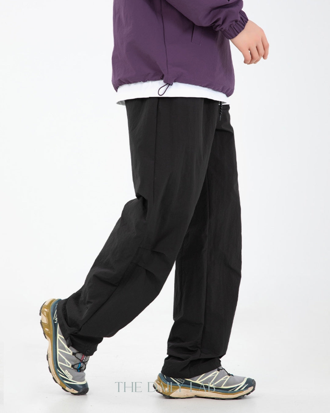 Pleated Nylon Pants in Black
