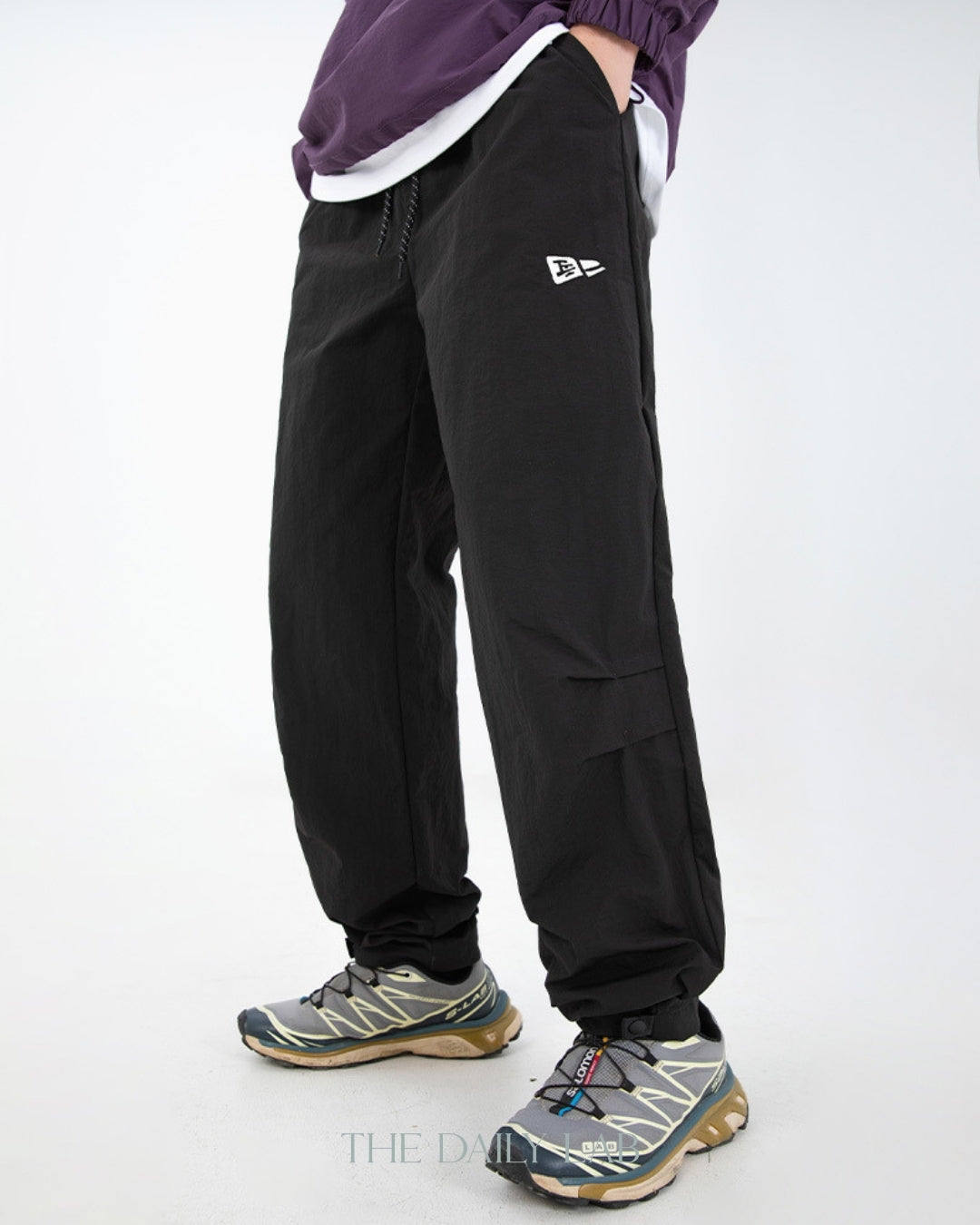 Pleated Nylon Pants in Black